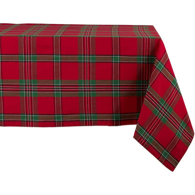 DII Farmhouse Christmas Plaid Dining Table & Kitchen Décor, Holiday Tablecloth, 60x84, Red & Green