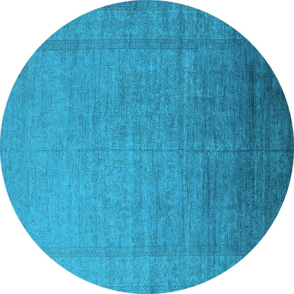 Ahgly Company Indoor Round Oriental Light Blue Industrial Area Rugs, 7' Round