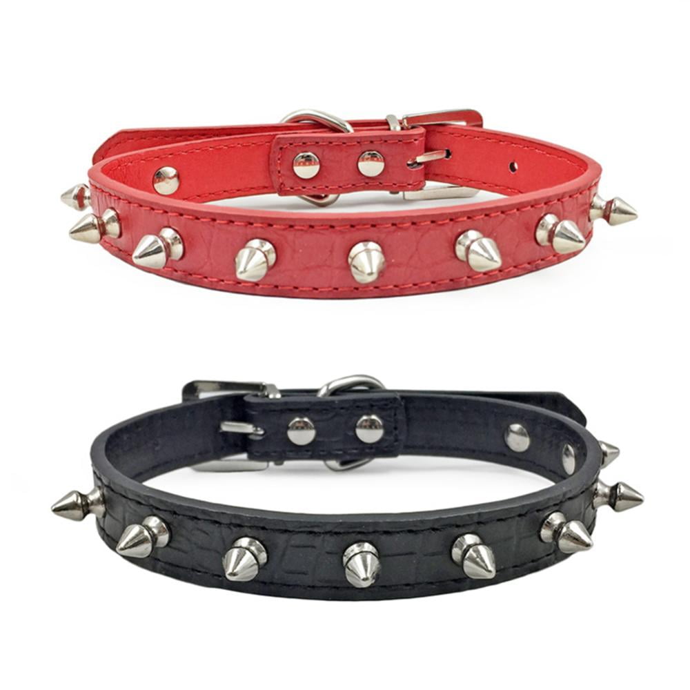 Godderr Adjustable Wide Dog Collar Spiked Studded Rivet Leather Dog