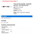thumbnail image 2 of Front Left Axle Assembly - Compatible with 2016 - 2019 Chevy Volt 2017 2018, 2 of 2
