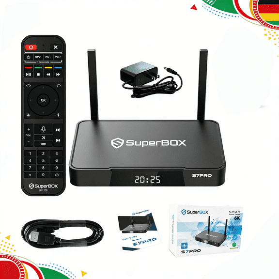 Latest 2026 SuperBox S7 Pro ,2026 Newest Pack,4G 32G Powerful Smart Box,7Days Time Shift, Parental Control Time,Super Powerful TV Box with Voice Remote Control,Ideal for Home
