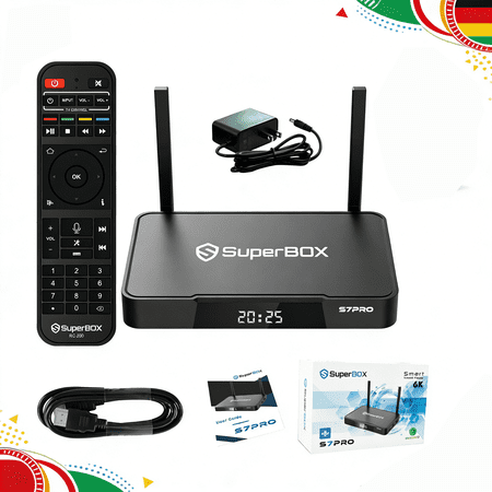Latest 2026 SuperBox S7 Pro ,2026 Newest Pack,4G+32G Powerful Smart Box,7Days Time Shift, Parental Control Time,Super Powerful TV Box with Voice Remote Control,Ideal for Home