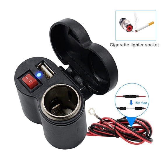 Power Port Autocycle Charger Adapter W/ Bracket 12V 1pcs Outlet Socket