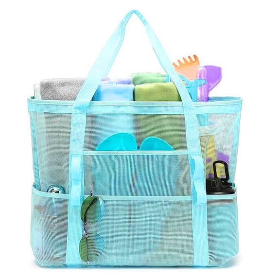 Mesh Beach Bag for Women, Large Beach Tote Bags, SandProof Pool Bag for Swim Toys Towels 2026 Travel