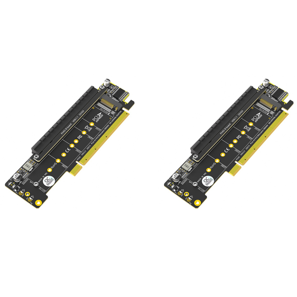 2X Dual NVMe PCIe Adapter, PCIe 4.0 X16 to Dual NVMe & 1x More PCIe X16 (X8 Signal) Adapter for M.2 NVMe SSD Adapter,2 x NVMe SSD Adapter,Black