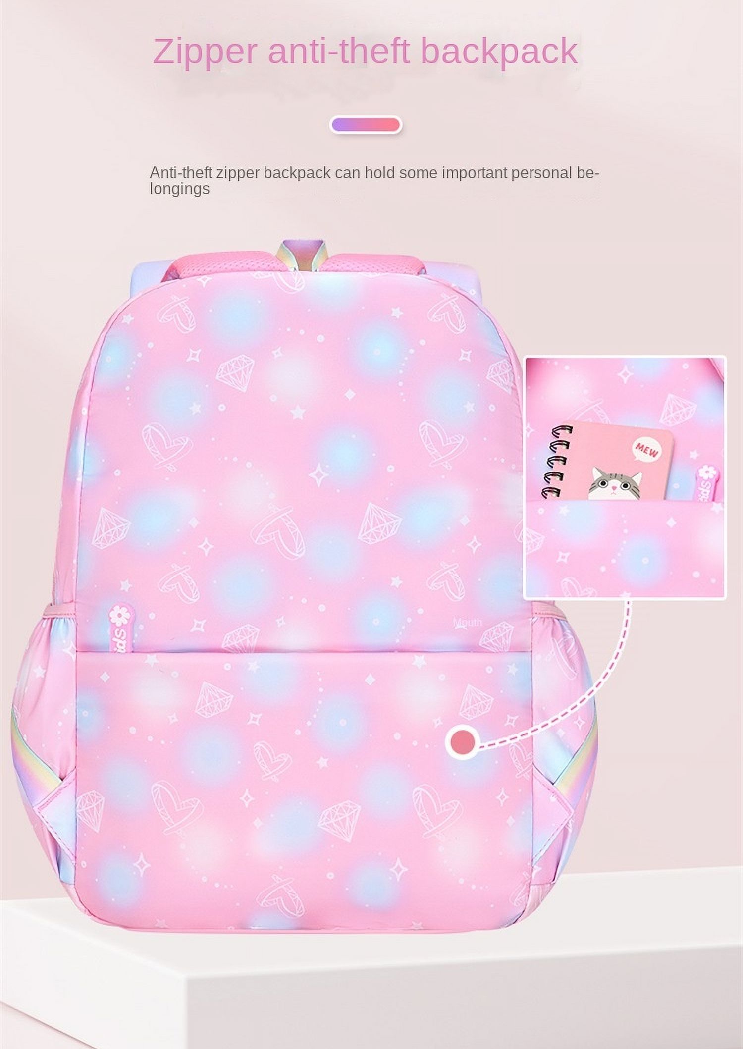 Mochilas para niñas con dije, para primaria de 8 a 14 años, impermeables y de gran capacidad, púrpura soñado 8