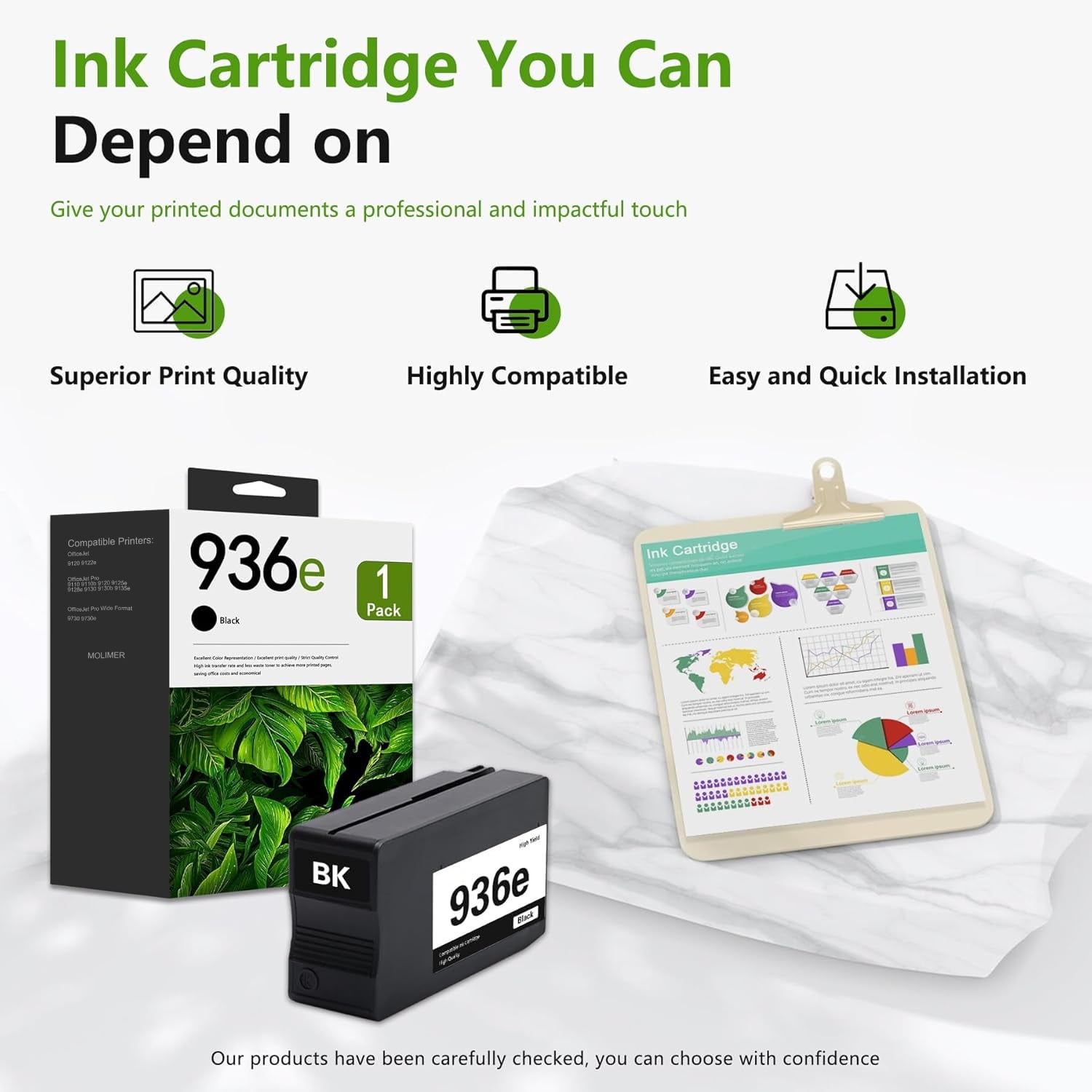 936e Ink Compatible for 936e Ink Cartridge for OfficeJet Pro 9125e 9128e Printer (Black ）