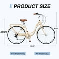 thumbnail image 4 of Aukfa 24" Cruiser Bike, 7 Speed Bicycle Hybrid Bikes for Women Girls Ladies, Buttermilk, 4 of 7