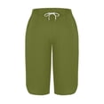 thumbnail image 5 of VV AVEORS Capri Pants For Women Split Side High Waist Casual Athletic Knee Length Summer Pants Casual Sweatpants With Pockets Green L, 5 of 7
