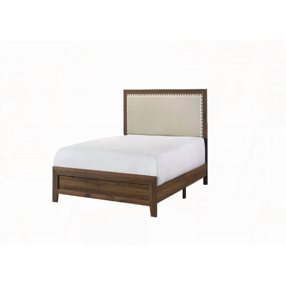 Brown Cherry Finish Fabric Headboard | Twin Size Bedroom Furniture