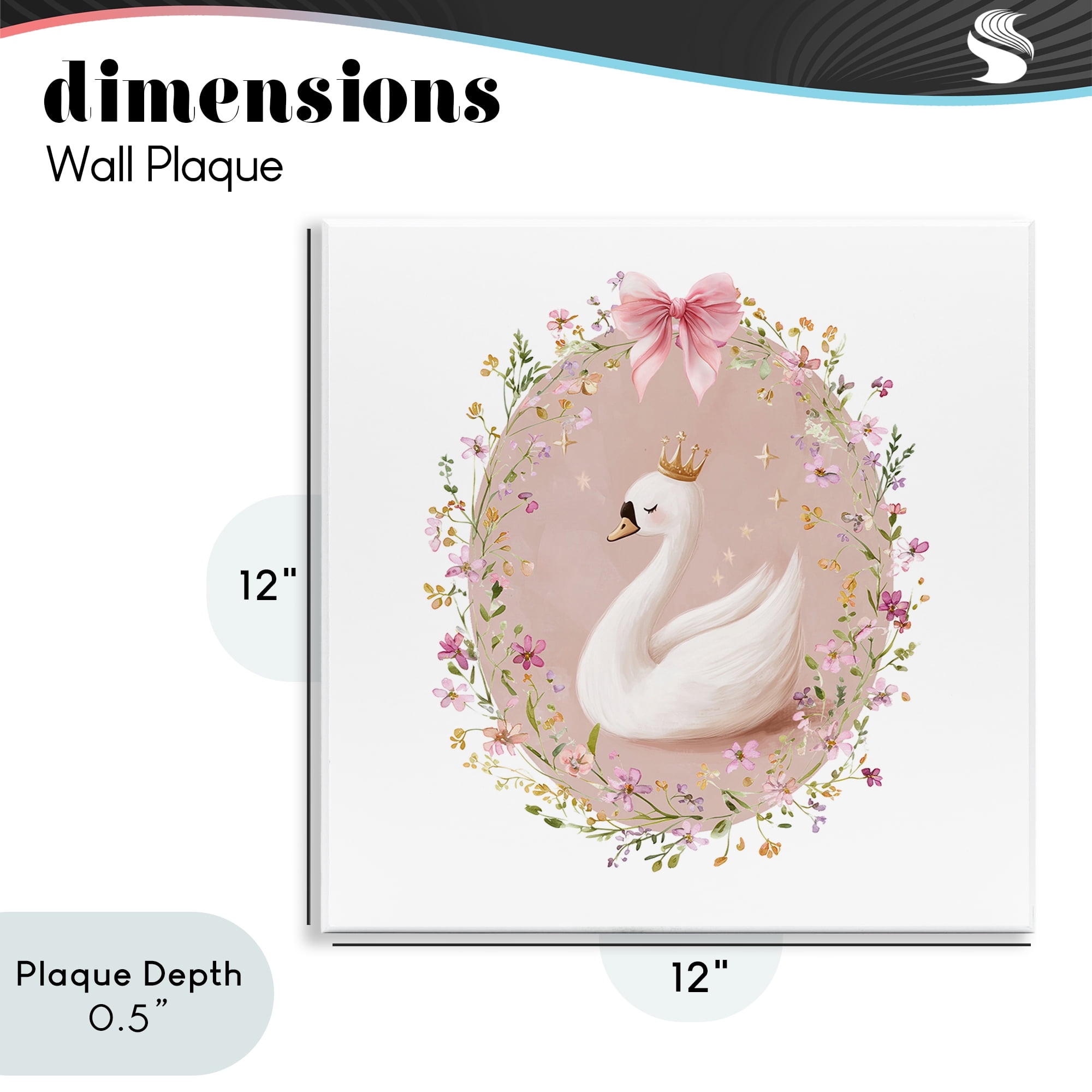 Stupell Industries Queen Swan with Florals Wall Plaque Art, design by Christine Simpson Art