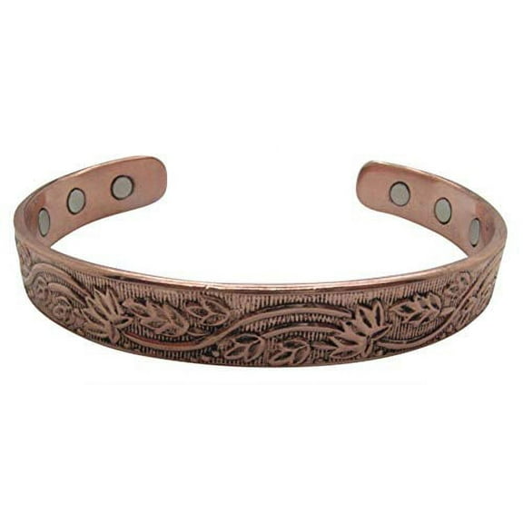 Women's 7 Inch Solid Copper Magnetic Cuff Bracelet CBM10009WS - 3/8 of an Inch Wide.