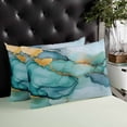 thumbnail image 4 of Turquoise Gold Marble Throw Pillow Cover 12 x 20 Inch Decorative Pillow Cover Modern Blue Teal Geometric Lumbar Pillowcase Seasonal Rectangle Cushion Case for Couch Sofa Bed Living Room, 4 of 7