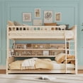 thumbnail image 3 of Harper & Bright Designs Full XL over Queen Size Bunk Bed with Storage Shelves and Pegboard, Space-Saving 2 Beds in 1 Detachable Bed Frame with LED Strip, Beige, 3 of 20