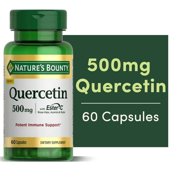 Nature's Bounty Quercetin Vitamin C Dietary Supplement Antioxidant Capsules with Ester-C for Immune Support, 60 Count