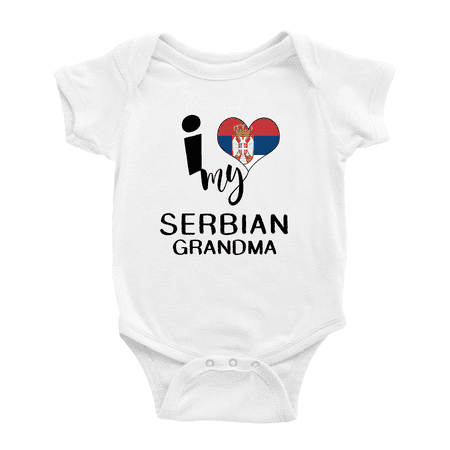 

I Heart My Serbian Grandma Love Flag Baby Romper (White 12-18 Months)
