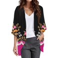 thumbnail image 2 of Noric Women's Floral Print Chiffon Cardigan Casual 3/4 Sleeve Open Front Loose Fit Lightweight Daily Layering Cover Up, 2 of 5