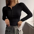 thumbnail image 2 of Womens Long Sleeve Henley Shirts Slim Fit Business Casual Tops Button Up Trendy Ribbed Knit T Shirts 2026 Fall Going Out Top Ladies, 2 of 7