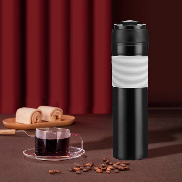 Termo Máquina de café con filtro de émbolo de botella de café de prensa francesa para cocina (negro)