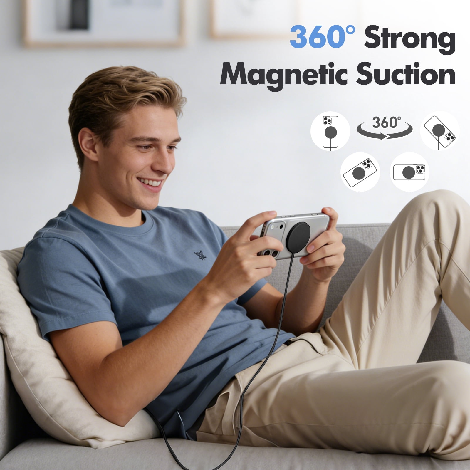 Magnetic Wireless Charger, 25W Magnetic Wireless Charging Pad Compatible for iPhone 17/16/15/14/13/12, AirPods,Ultra-Slim Case Friendly Charging Mat (Black)