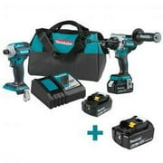 1 Set, Makita Xt288T-Bl1860B 18V Lxt Brushless Cordless 2 Pc Combo Kit + Free 6.0Ah Battery