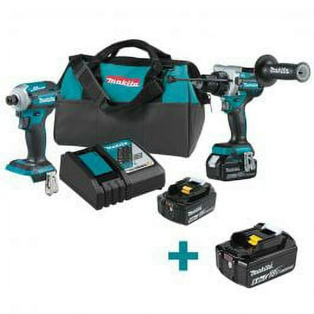 1 Set, Makita Xt288T-Bl1860B 18V Lxt Brushless Cordless 2 Pc Combo Kit + Free 6.0Ah Battery