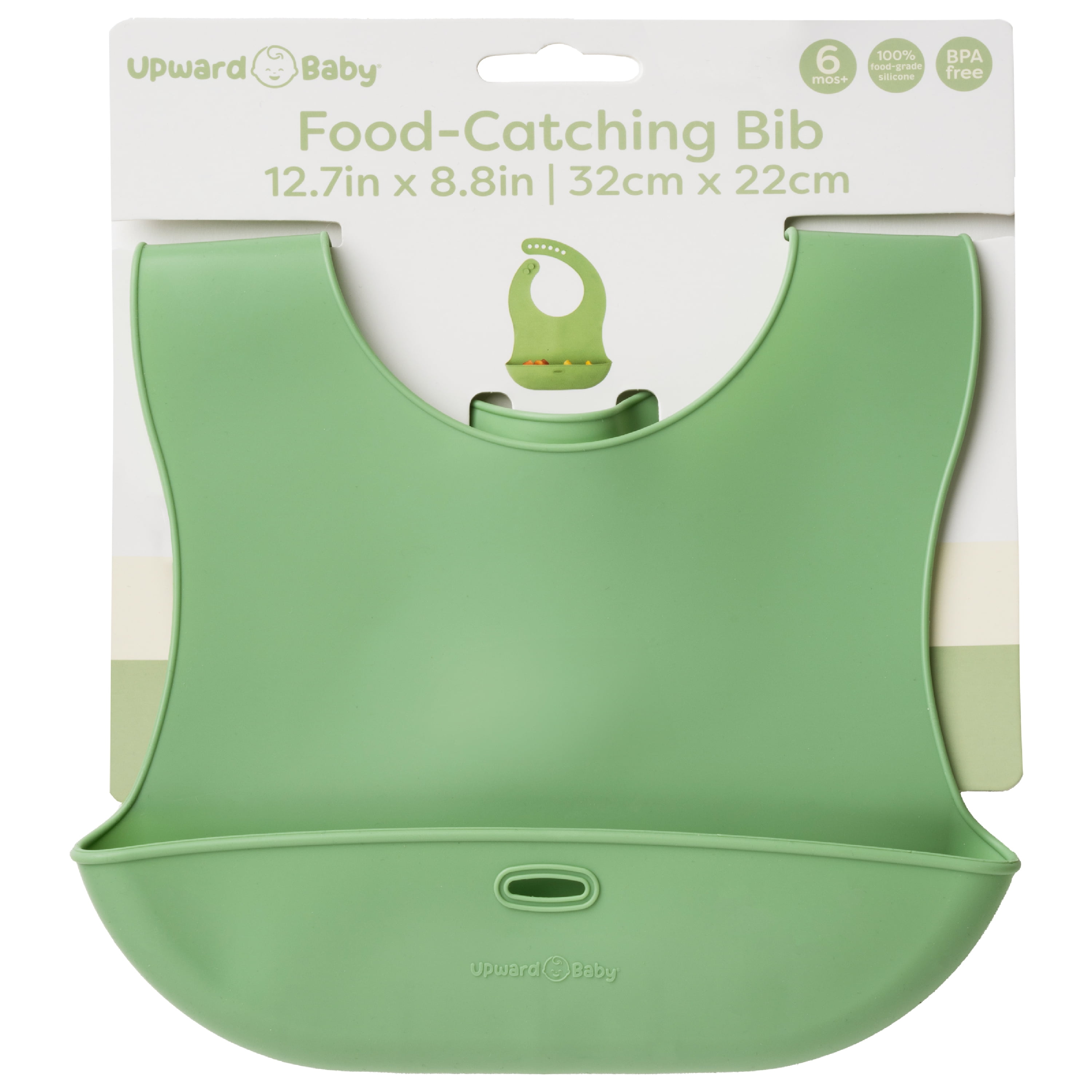 UpwardBaby Food-Catching Silicone Bib - BPA Free - 100% Food-Grade Silicone - 6m+ Unisex - Infant