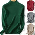 thumbnail image 1 of Autumn Winter Women Solid Color Slim Turtleneck Sweater Knitted Elastic Jumper, 1 of 8