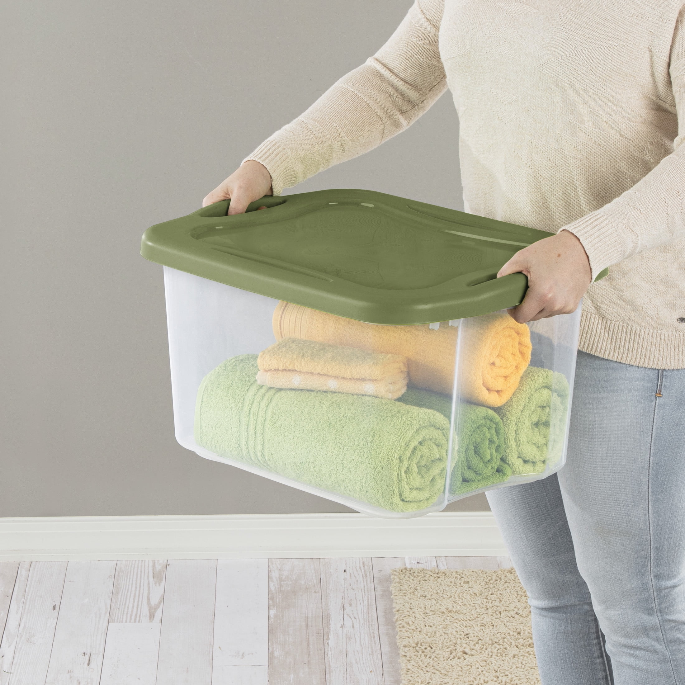 Sterilite 40 Quart EZ Carry Plastic Storage Bin, Full-Grip