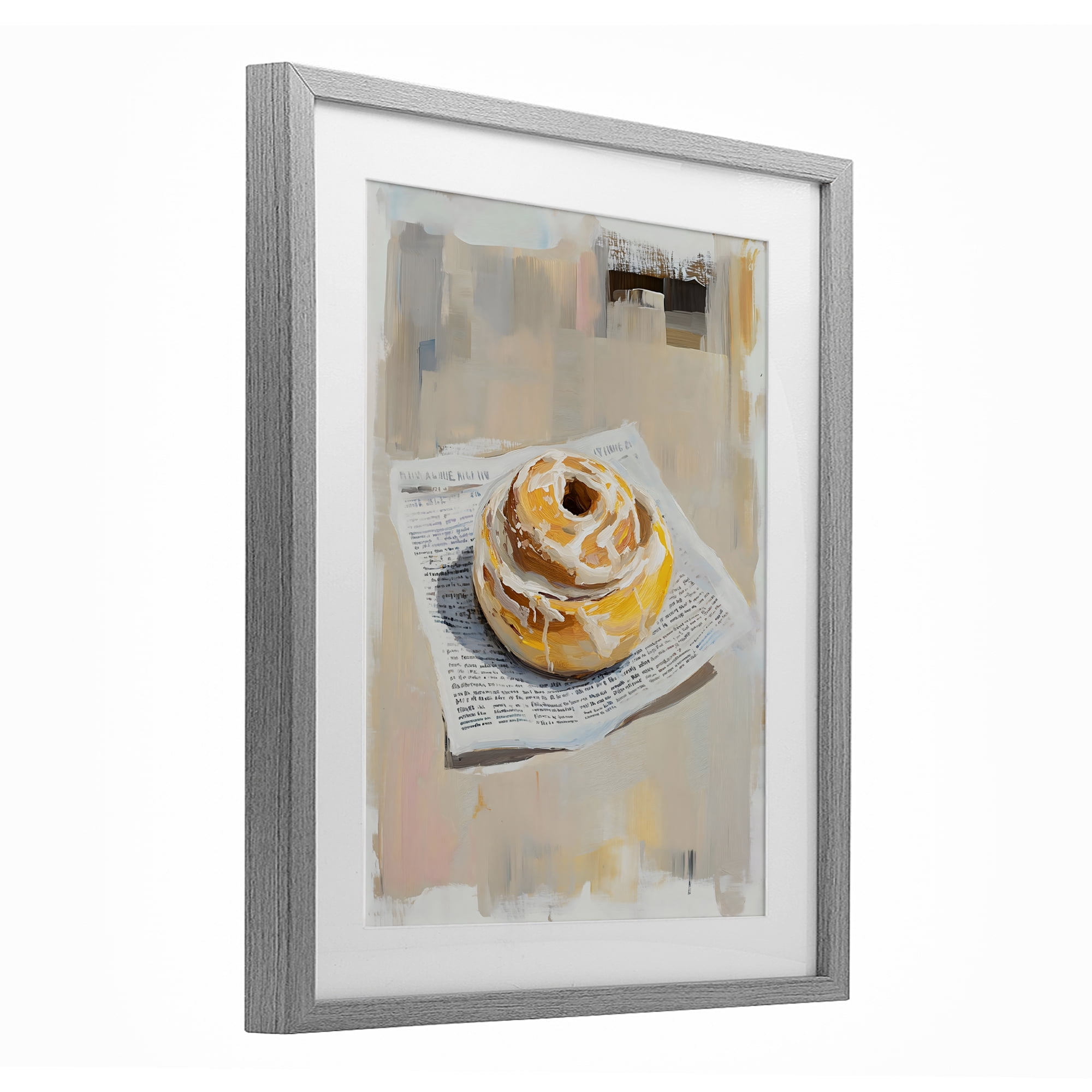 Stupell Industries Cinnamon Roll & Morning Paper Gray Framed Print Under Glass, design by The Prints Vibe