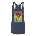 thumbnail image 2 of Tropical Palm Tree Silhouette | Womens Pop Culture Premium Tri-Blend Racerback Tank Top, Vintage Navy, Small, 2 of 4