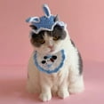 thumbnail image 5 of New Pet Birthday Outfit Hand Knitted Dog Party Costume Cat Celebration Bib Hat Set, 5 of 16
