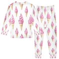 thumbnail image 2 of FORMRS Long Sleeve Top and Pants Pajama Set for Niños 2-Piece Sleepwear, Sizes 18M-8Y, Pink Cartoon Ice Cream, 2 of 6