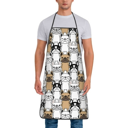 

Naloa 1Pack Adjustable Bib Apron Waterdrop Resistant Cooking Kitchen Aprons for Women Men Chef French Bulldog 2 Print