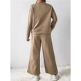 thumbnail image 4 of Women'S Autumn Two-Piece Suit Long-Sleeved Pullover Wide-Leg Pants Matching Casual Set Fashion Clothing Khaki M, 4 of 5