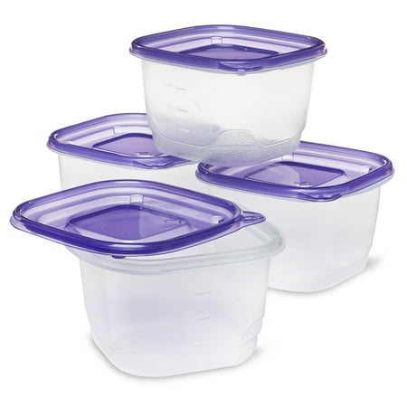 Great Value BPA Free Take Outs Storage Containers with Lids, Medium Square, Set of 4, 32 fl oz
