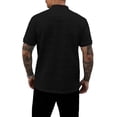 thumbnail image 4 of Mens Casual Henley Shirt Short Sleeve Golf Shirts Textured Summer Vacation Tops,Black L, 4 of 4