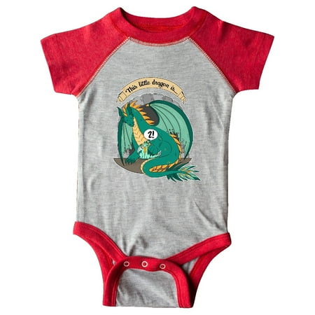 

Inktastic Second Birthday This Little Dragon Is 2 Gift Baby Boy or Baby Girl Bodysuit