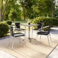 thumbnail image 3 of Flash Furniture 27.5'' Square Aluminum Indoor-Outdoor Table Set with 4 Black Rattan Chairs, 3 of 13