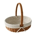 thumbnail image 3 of Cesta de picnic de ratán de imitación, cesta de picnic, cesta de almacenamiento portátil decorativa, cesta de frutas para frutas, bocadillos, parque y Estilo C, 3 of 8