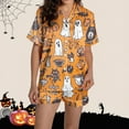 thumbnail image 6 of Kilaqueen Spooky Plus Size Pajamas for Women Set Casual Soft Comfy Fall Pajamas Halloween Pajamas Button Down Shirts with Bottoms 2 Piece Pjs Sets, 6 of 6