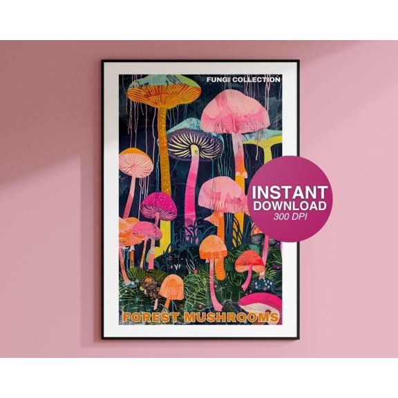 Mushroom Poster, Mushroom Mushroom Illustrations, S, Botanical Vintage Mushroom Wall Art Wall Art, Modern Wall Decor For Living Room, 8x12 UNFRAMED