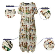ZANZEA Women Casual Vintage Round Neck Print Loose Long Dress