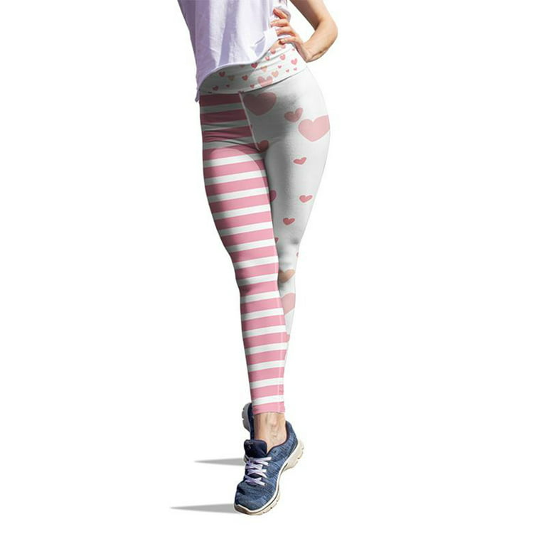 Girls Valentine'S Day Lovesy Stripes Print Leggings Skinny for Running  Pilates Gym Yoga Pants 