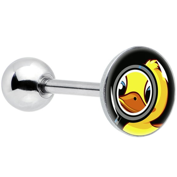 Magnified Yellow Duck Barbell Tongue Ring