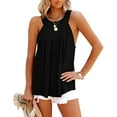thumbnail image 2 of Mujeres Casual sin mangas Halter Tank verano plisado camisas sueltas blusa de playa Tops Pompotops  lopia987485, 2 of 8