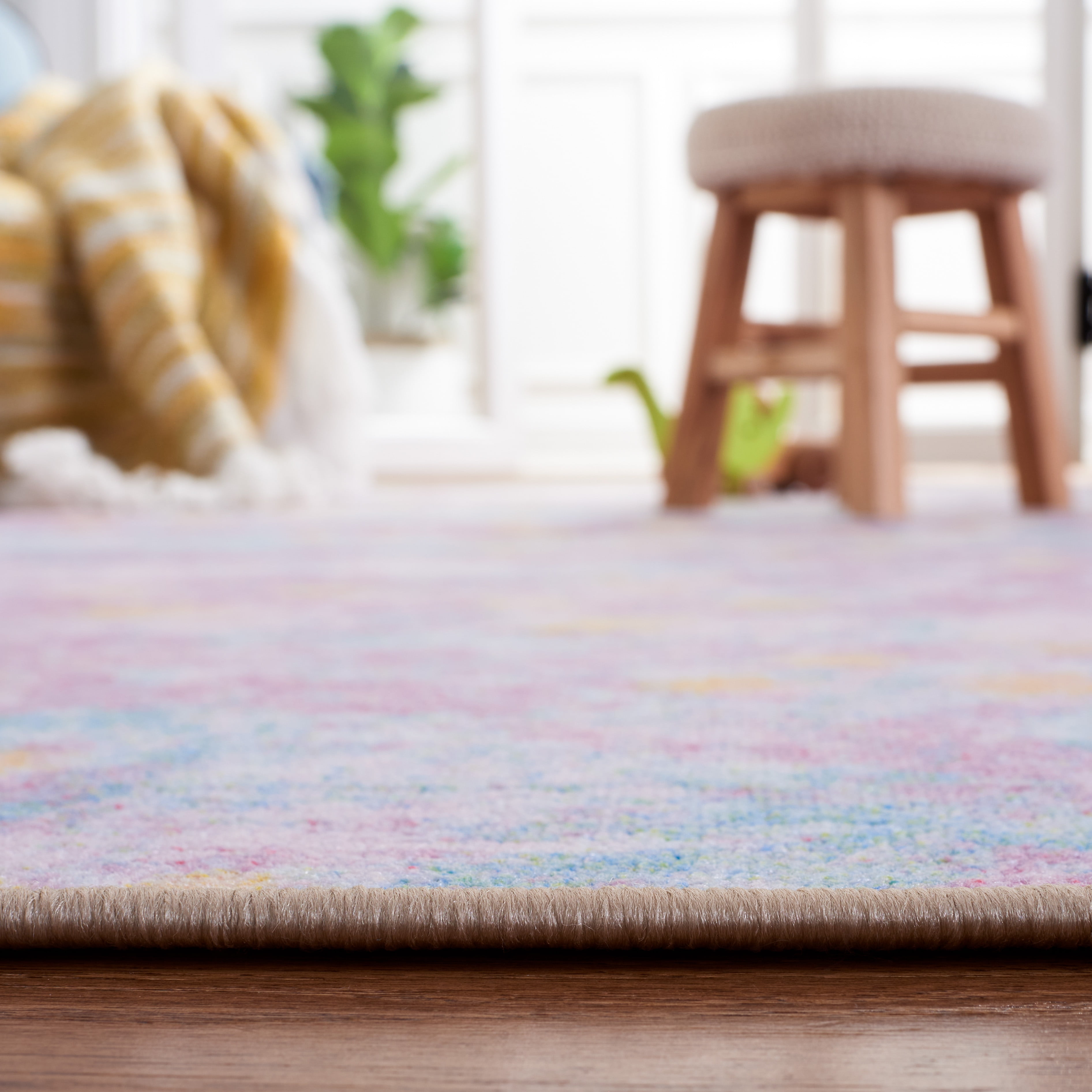 SAFAVIEH Kids Playhouse Stars in the Night Sky Machine Washable Area Rug, Purple/Light Blue, 3'3" x 5'3"