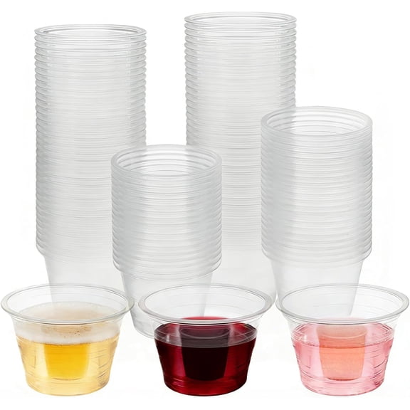 200 Pack 3 oz Clear Plastic Bomber Cups, Bulk Disposable Jager Bomb Jello Shot Glasses for Mixed Drinks, Durable Mini Split Shot Cups for Wedding Birthday Bar Drinkware Party Supplies Essentials