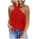 thumbnail image 1 of Camiseta sin mangas con cuello halter de color liso para mujer - Camiseta informal de verano a la moda, 1 of 7