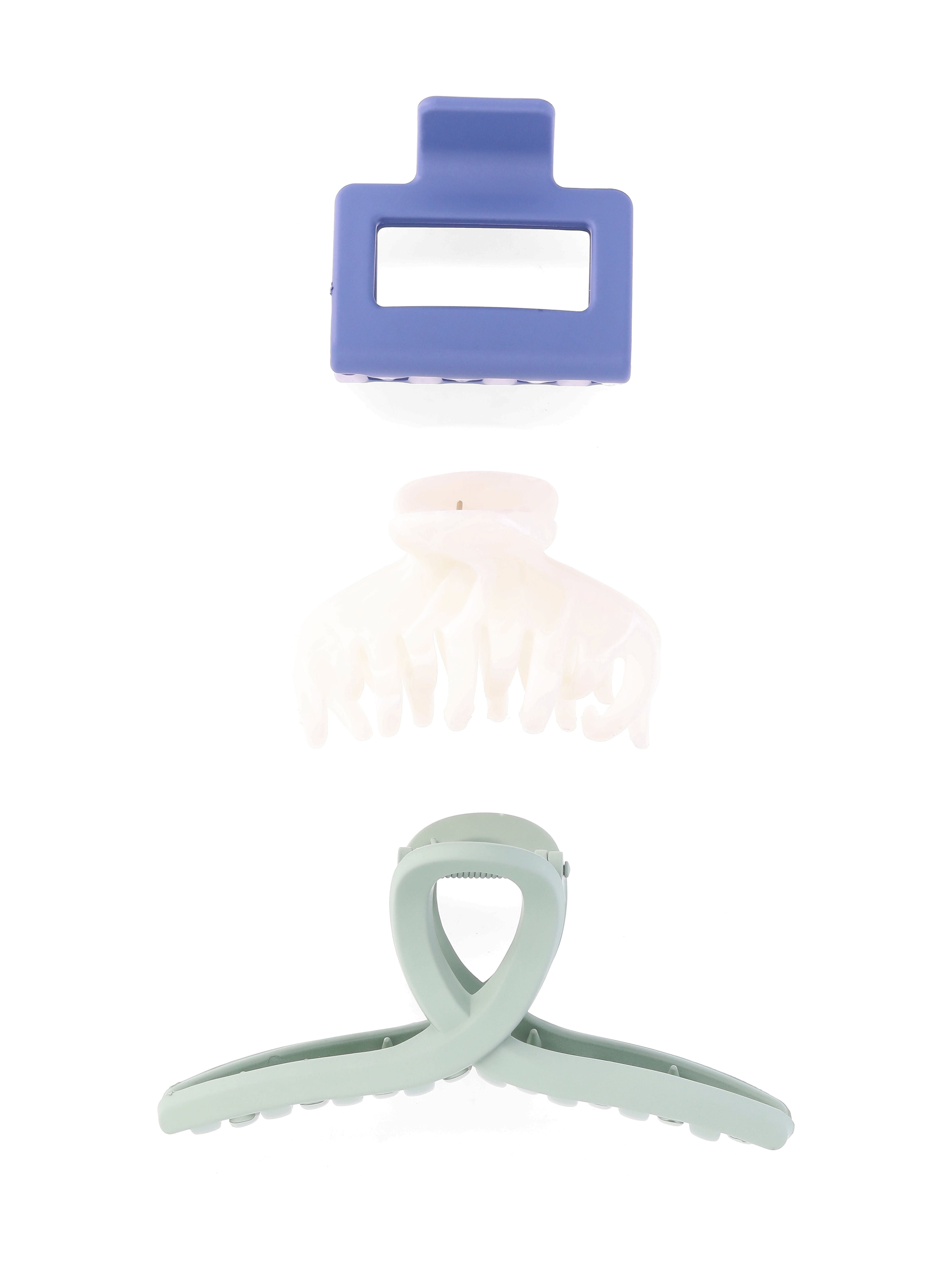 Time and Tru Women's Claw Hair Clips, 3-Pack, Blue